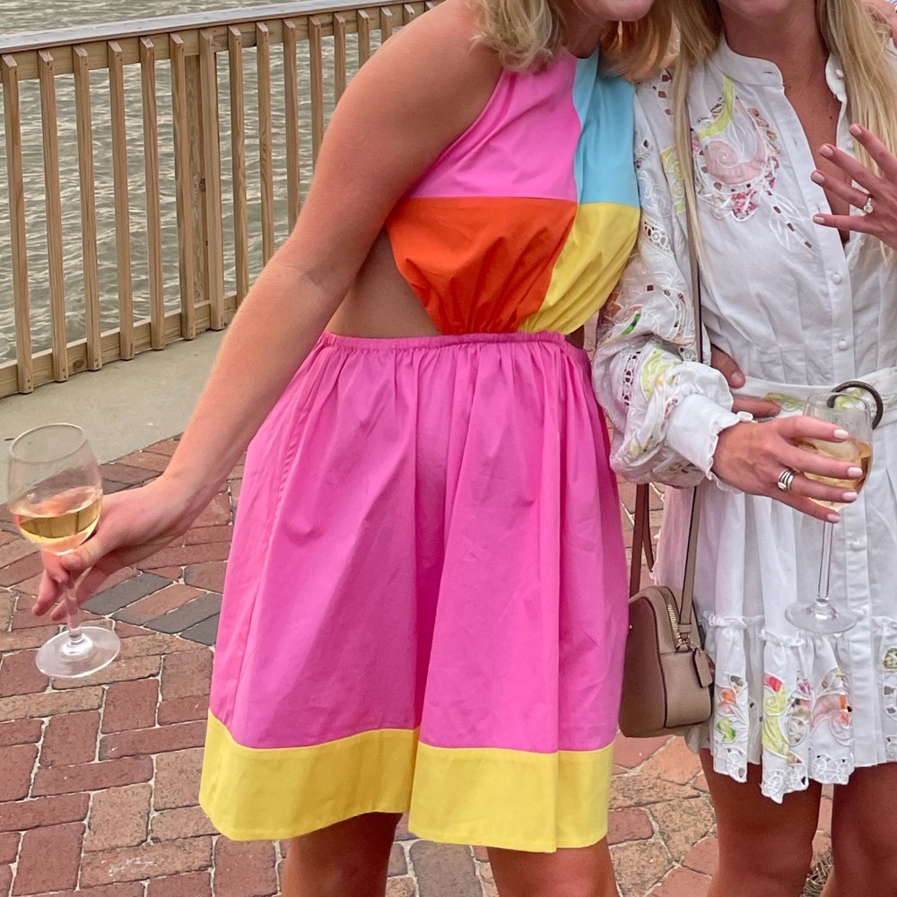 Staud Colorblock Pink Summer Dress - Picture 11 of 12